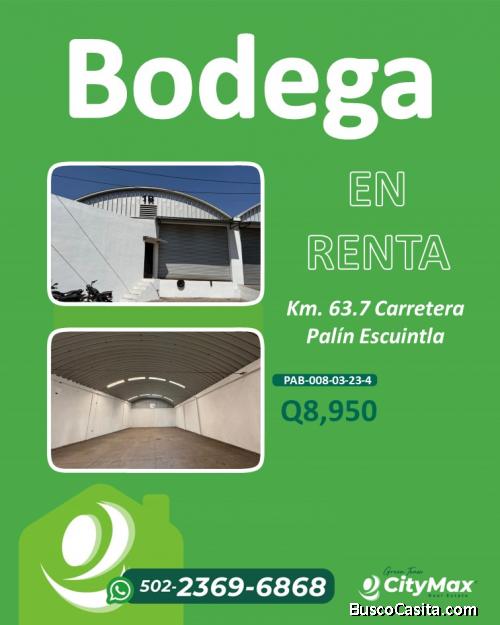 Bodega en alquiler en km. 63.7 carretera Palín Escuintla