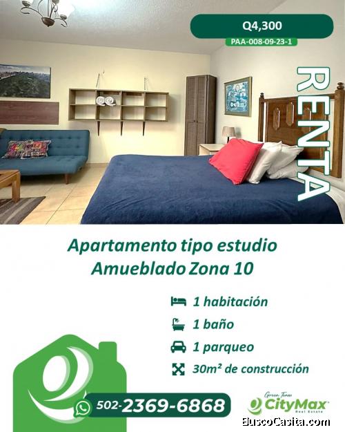 Renta de apartamento tipo estudio Amueblado Zona 10