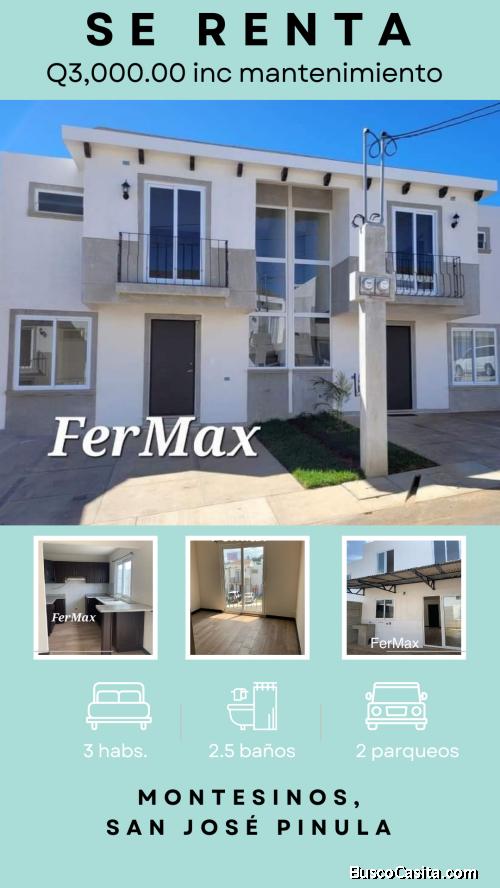 Alquilo casa en San José Pinula,  Montesinos.  80mts