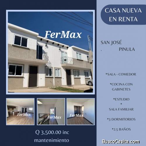 Alquilo casa NUEVA en San José Pinula,  Florenza.  100 mts