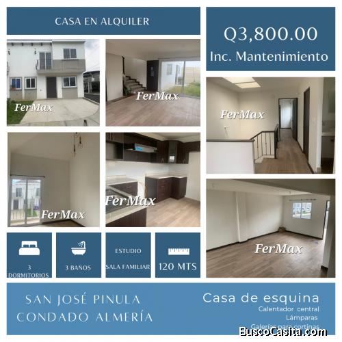 Alquilo casa en San José Pinula,  Almería.  120mts 