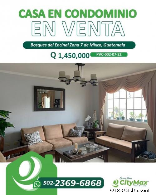 VENTA casa condominio Bosques del Encinal zona 7 Mixco