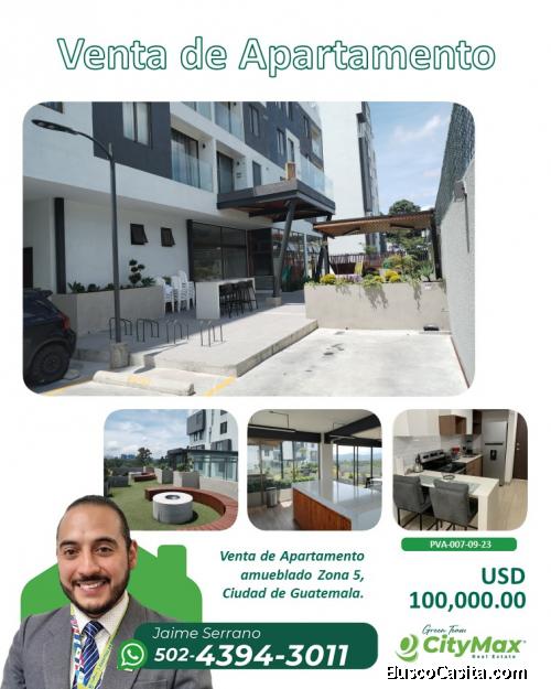 ¡Apartamento en Venta! amueblado Zona 5