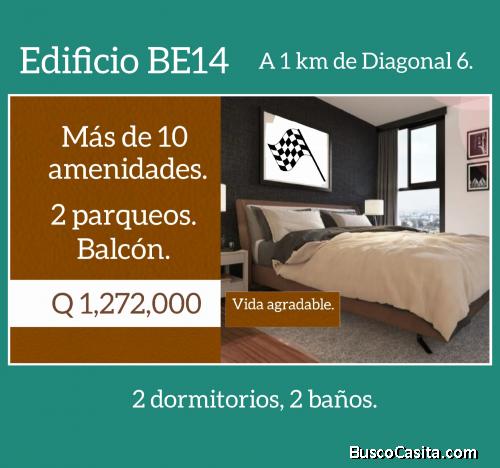 Venta apartamento con 2 dormitorios en zona 14 edificio BE14