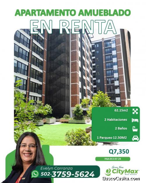 En Renta Apartamento Amueblado en zona 9