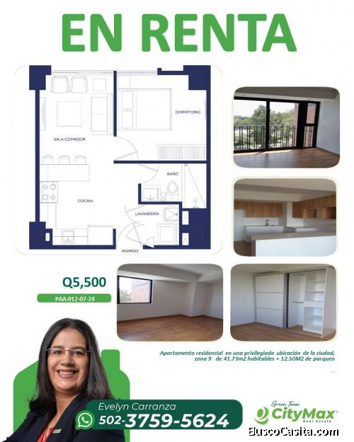 En Renta Apartamento en zona 9