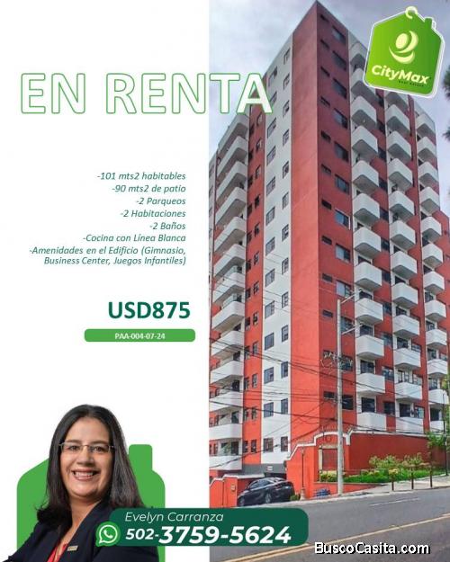 En Renta apartamento en zona 14 