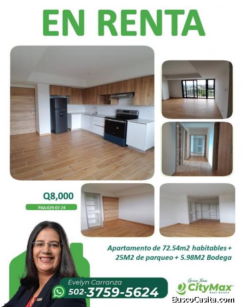 En renta apartamento nuevo  en zona 9