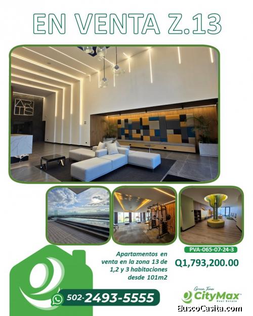 apartamento en venta para estrenar en la zona 13 POR CITYMAX