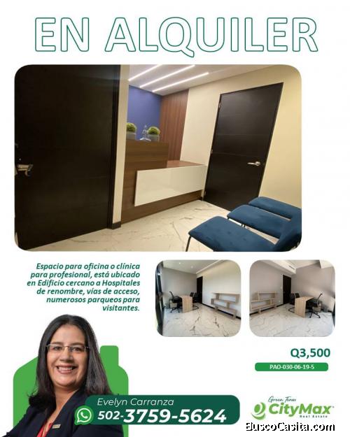 En #Renta espacio para oficina o clínica en zona 10