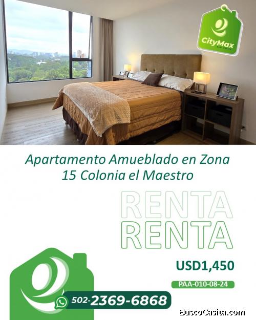 Apartamento Amueblado en Renta en Zona 15