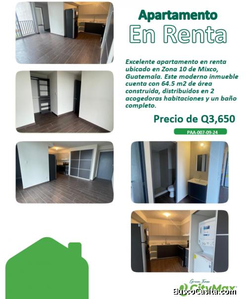 Apartamento en renta zona 10 de Mixco