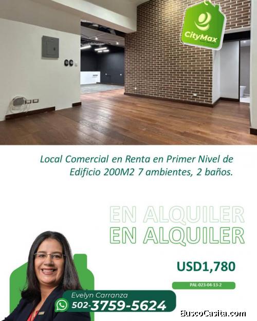 En #Renta Local Comercial en Primer Nivel de Edificio zona 14.