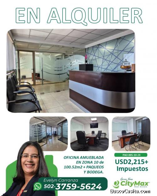 En #Renta Oficina amueblada en zona 10