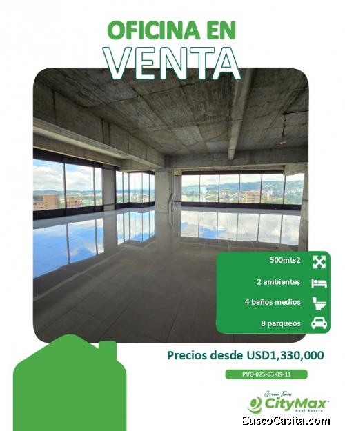 En venta Oficina de 500m2 en zona 10 Guatemala