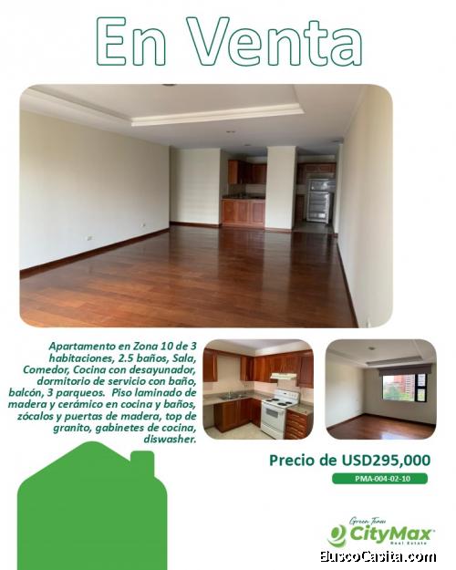 Apartamento en venta edificio Zona 10 Guatemala