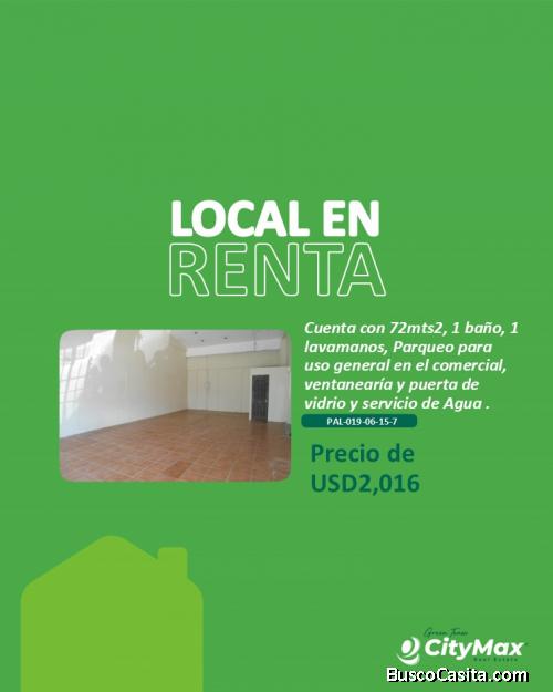 En renta local comercial cercano a Pradera Zona 10