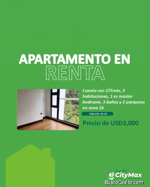 Apartamento en Renta en Edificio Zen Cayala