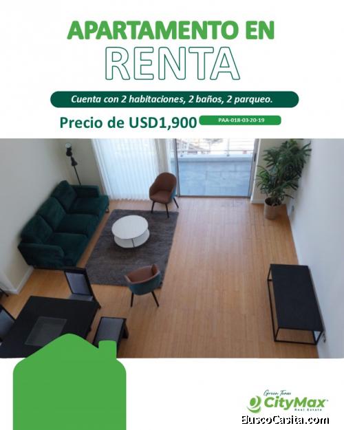 Apartamento en Renta de 2 Habitaciones zona 10