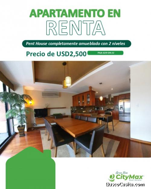 Espectacular Pent House Amueblado en Renta Zona 10