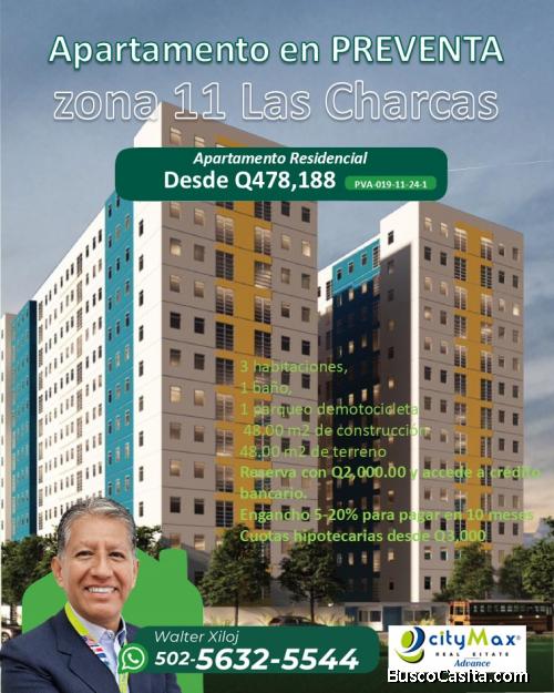 Apartamento en PREVENTA en zona 11 Las Charcas