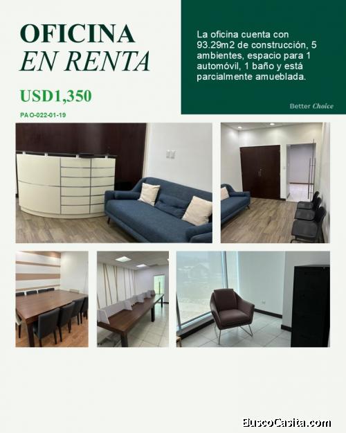 En Renta oficina en Edificio Zona Pradera zona 10