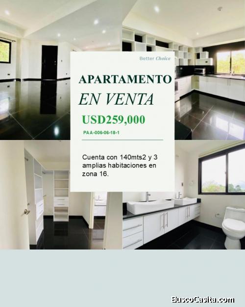 Apartamento en venta en zona 16 Guatemala