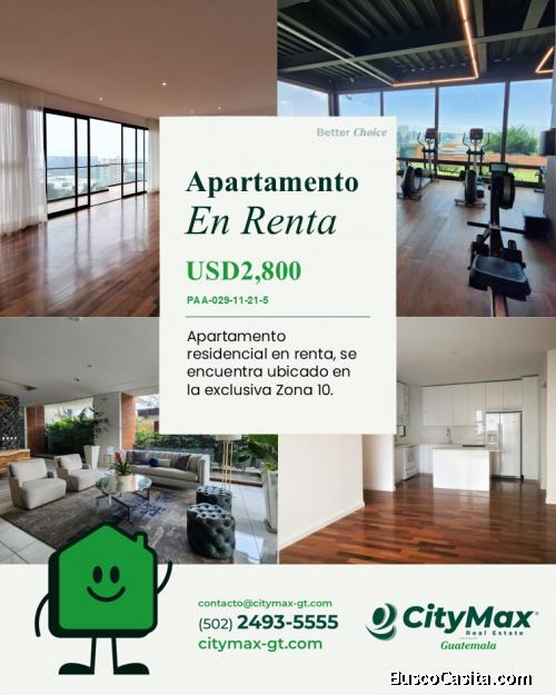 Hermoso Apartamento en renta en zona 10 Guatemala