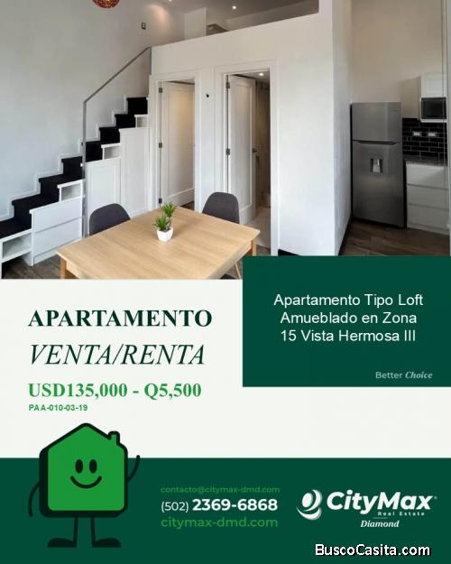 Apartamento Loft en Renta  Venta en Zona 15 VH 3