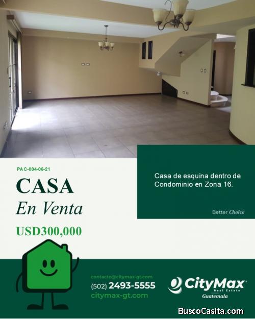 Casa en Venta en Condominio en Zona 16