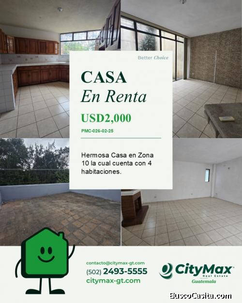 Casa en Alquiler en Colonia en zona 10