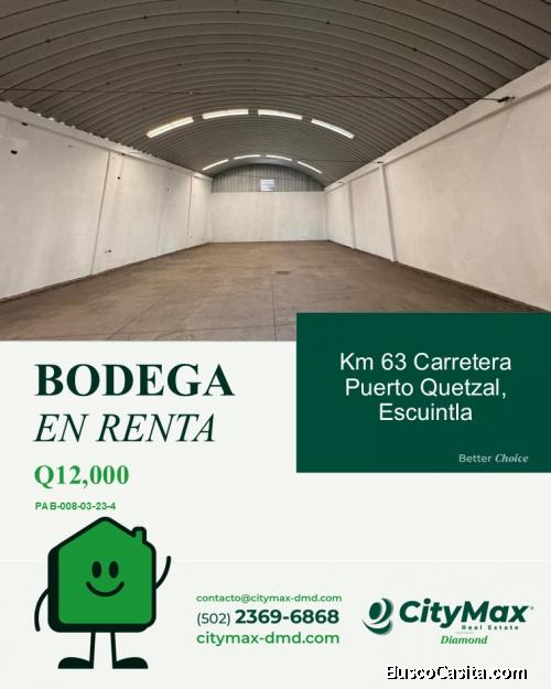 Bodega en alquiler en km. 63 Carretera Puerto Quetzal, Escuintla