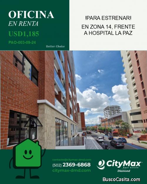 Oficina en alquiler en zona 14 NUEVA a estrenar