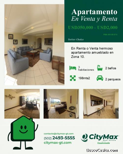 En venta o Renta Apartamento en Zona 10 