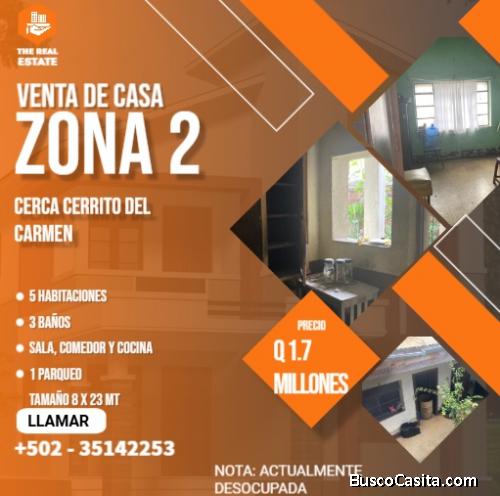 VENTA DE CASA de 2 niveles en zona 2 (a 1 cuadra del cerrito del carmen)