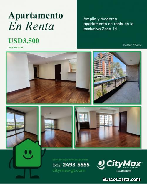 Lindo Apartamento en Renta en Zona 14