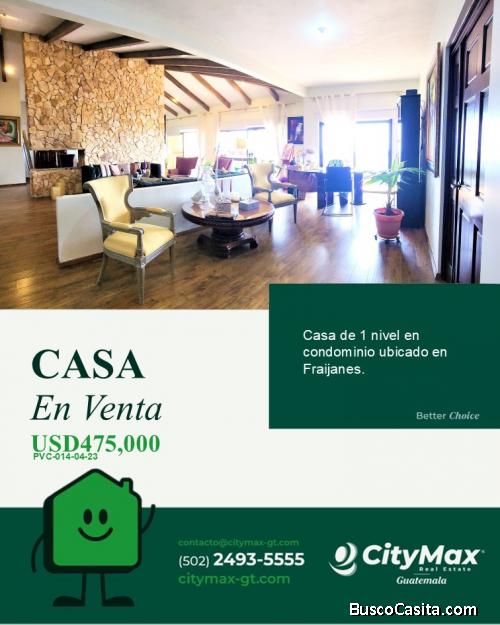 Casa de 1 Nivel en Venta en condominio, Fraijanes