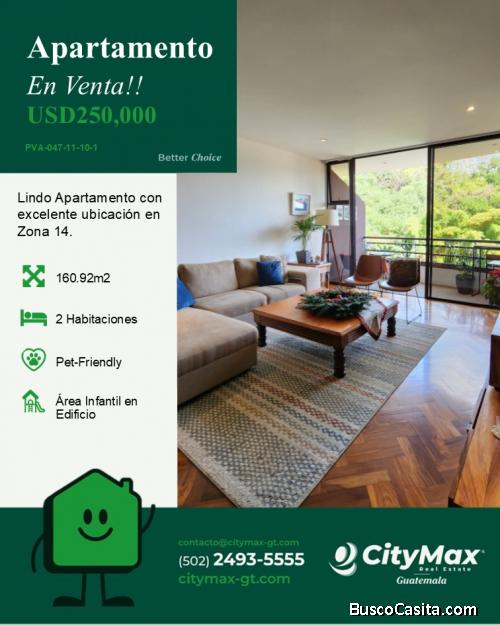En venta apartamento en la Zona 14 Guatemala