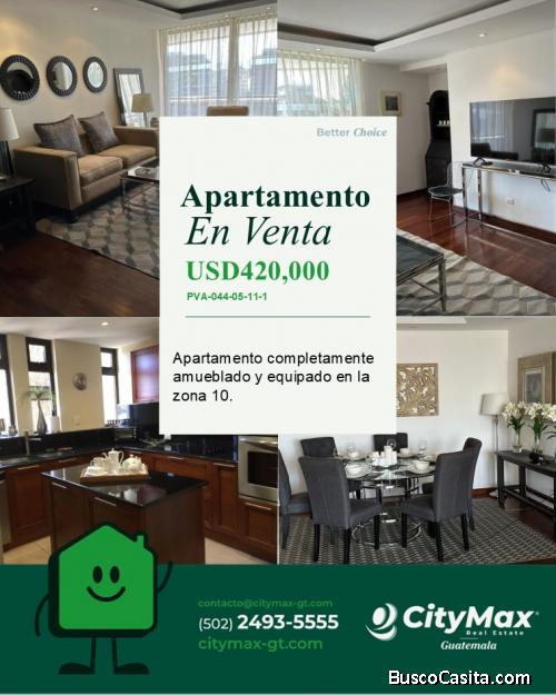 En venta Apartamento Amueblado y Equipado en la zona 10 