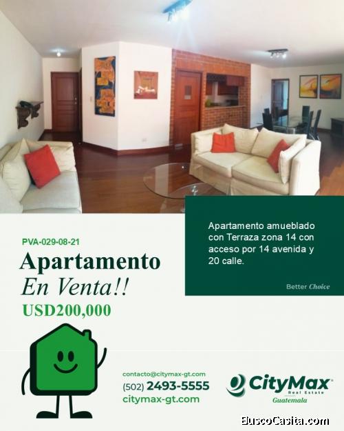 En venta apartamento con muebles rentado en zona 14