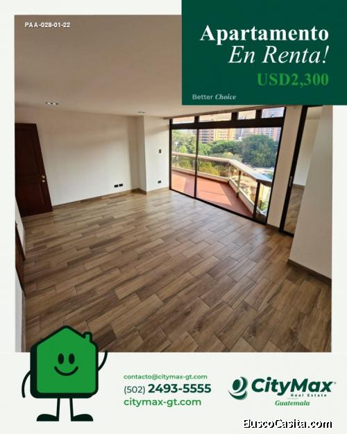 En Renta apartamento en Exclusivo Edificio en Zona 10