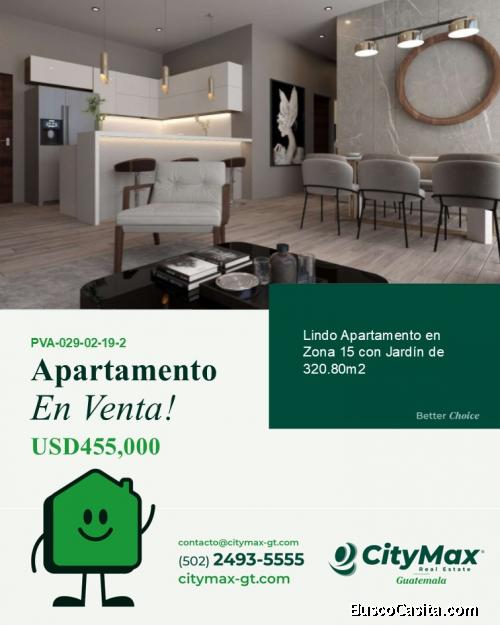 Apartamento en Venta en la Zona 15 V.H. III con Jardín
