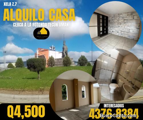 ALQUILO CASA EN XELA Z.7