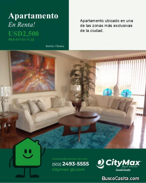 En renta hermoso apartamento amueblado en la Zona 14