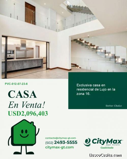Residencias Exclusivas en Venta en Zona 16