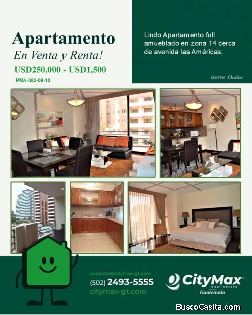 En Venta y Renta Apartamento en Edificio de Zona 14