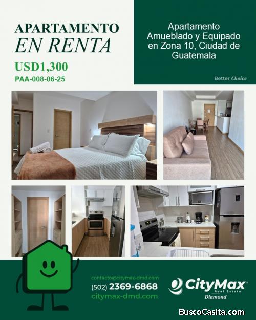 Apartamento Amueblado y Equipado en Renta en Zona 10 Guatemala