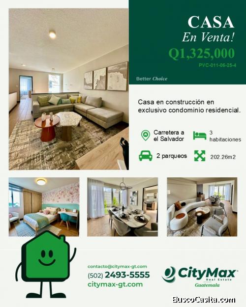 Casa en venta en condominio en Km 18.5 San José Pinula