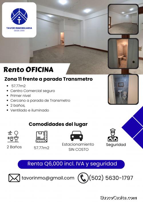 Oficina en primer nivel zona 11 cerca del Transmetro