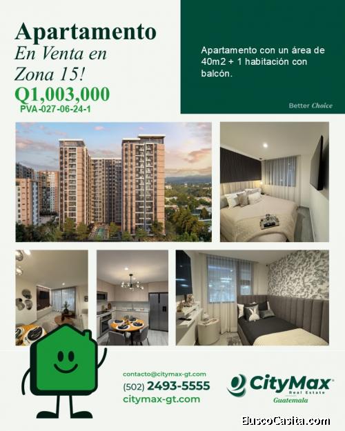 En venta apartamento 1 dormitorio en zona 15